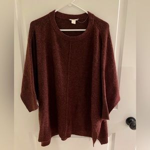 Maroon LOFT poncho sweater
